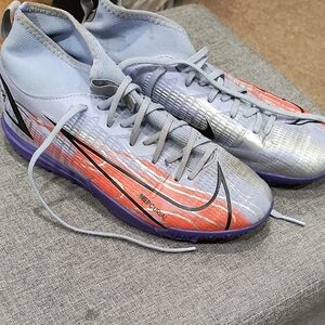 Nike Mercurial Silver and Red Cleats